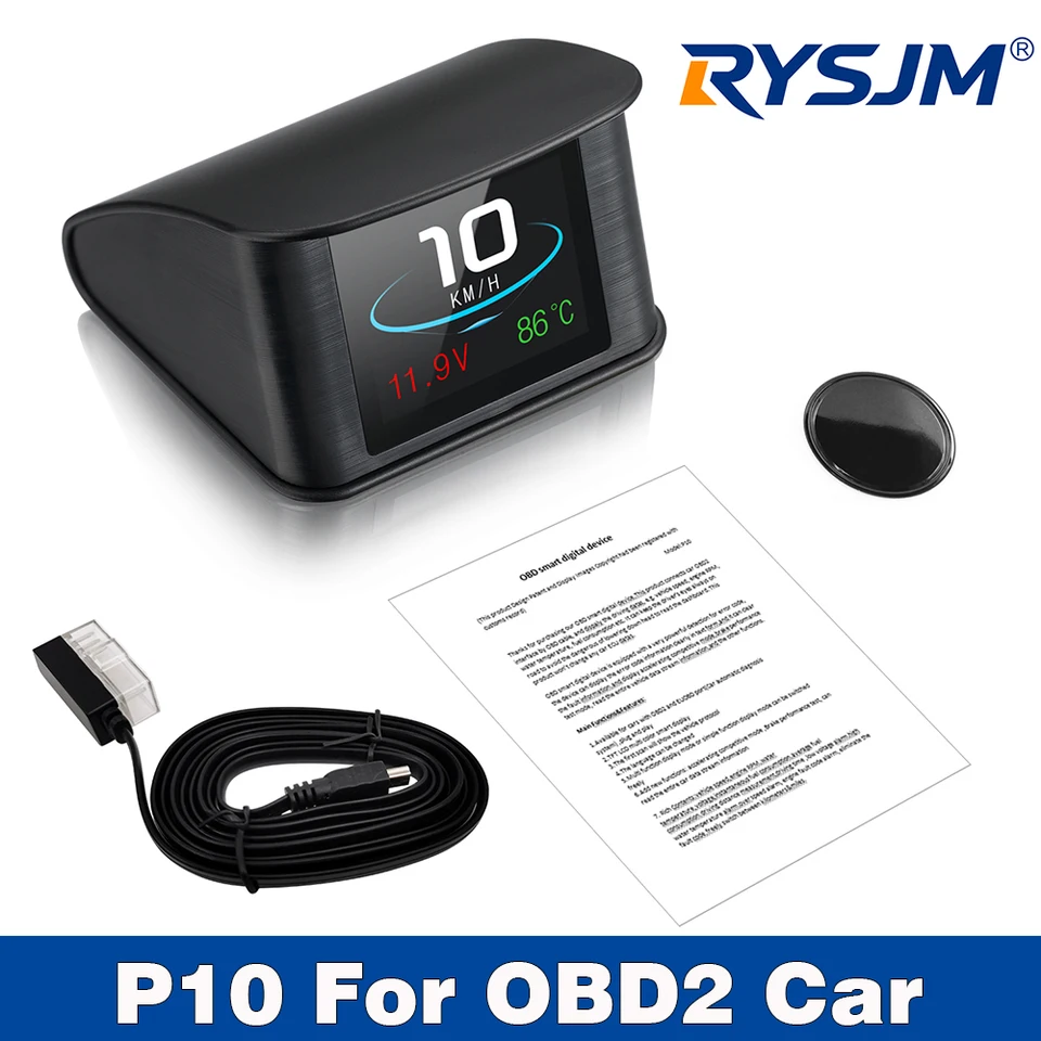 P10 OBD2 HUD 자동차 헤드업 디스플레이 TFT LCD 디지털 속도계 연료 소비량 수온이 포함된 자동 온보드 컴퓨터