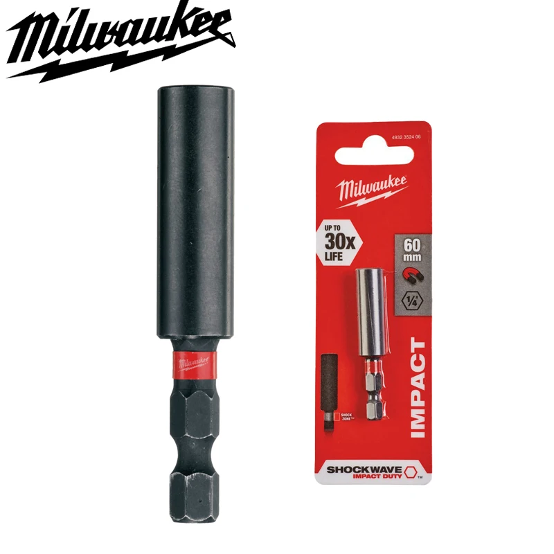 Milwaukee 4932352406   Suporte de broca magnética 1/4 em 60mm hex shockwave seguro forte ponta magnética acessórios para ferramentas elétricas