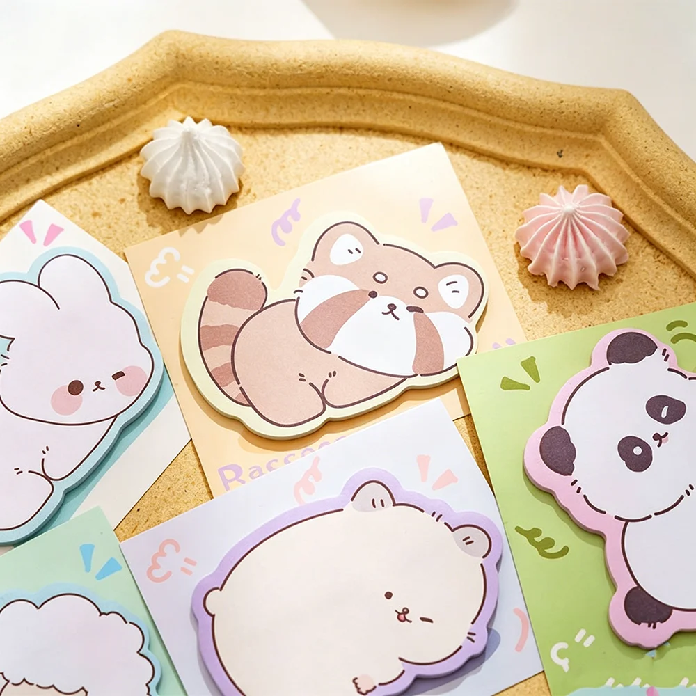 Cartoon Sticky Notes Decorative Critter Memo Pads Self-Adhesive Memo Pads Removable Cute Sticky Notes For Scrapbooking Back To