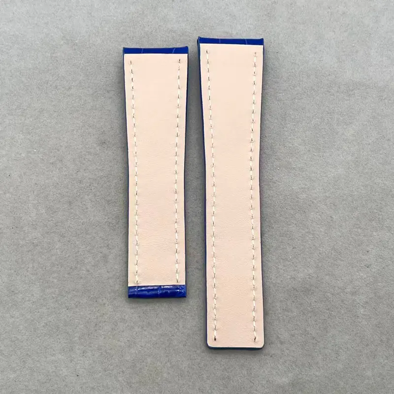 Luxury Custom Crocodile Skin Watchbands Handmade Belt 20MM 22MM 24MM Flat Interface Alligator Strap Waterproof Calfskin Lining