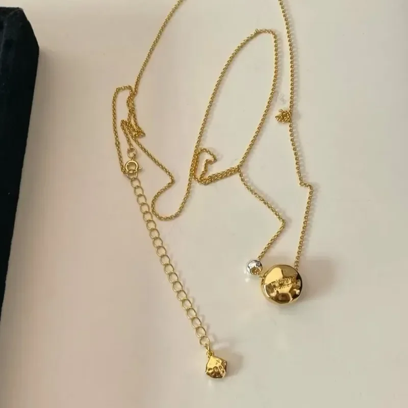 ins niche design gold and silver contrasting color small beads necklace women's copper plated 18k gold cold wind simple