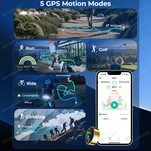 Imagen 2 del producto Para anillo inteligente hombres mujeres Monitor Bluetooth ritmo cardíaco en sangre Monitor de oxígeno en sangre Smartring MultiSport 5ATM impermeable 2025