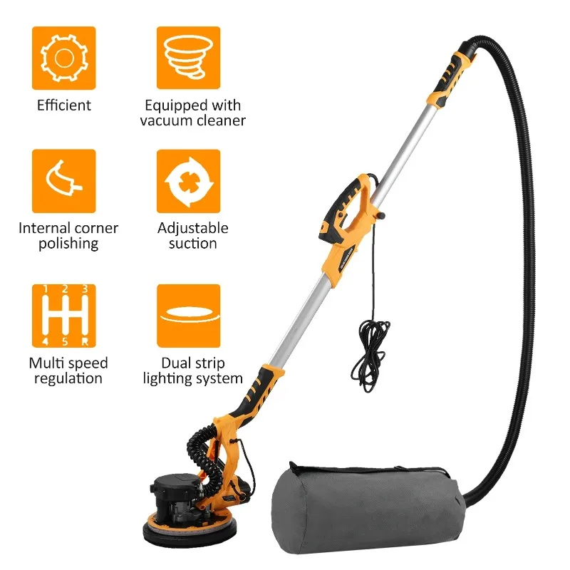 1390W Electric Sander Drywall Sander 5 Variable Speed 800-1800 RPM Wall Sander with Extendable Handle 20 Pcs Sanding Discs