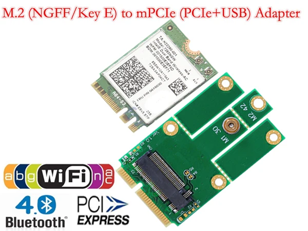 For Wifi Bluetooth Wireless Card A+E Key A Key M.2 NGFF Wireless Module To MINI PCIE Adapter  M.2 (NGFF) to mPCIe (PCIe+USB)