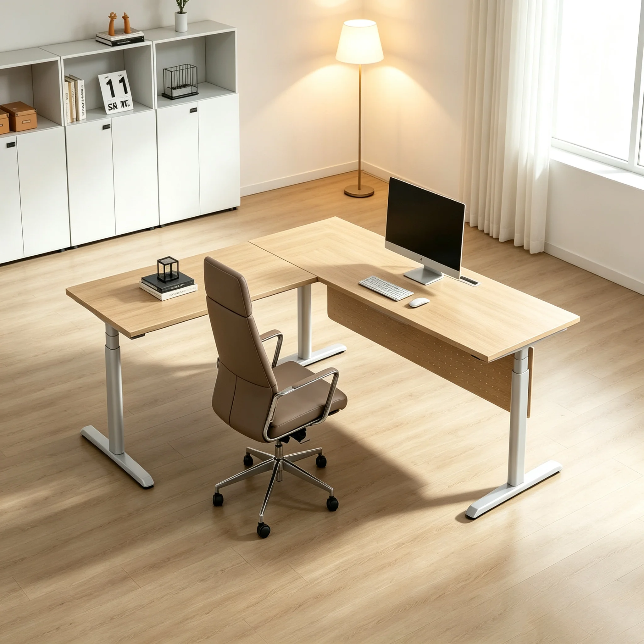 2026 Electric Adjustable Office Desk Computer Table Gaming Workstation Sit Stand Height Adjustable with Dual Motor Framepromote