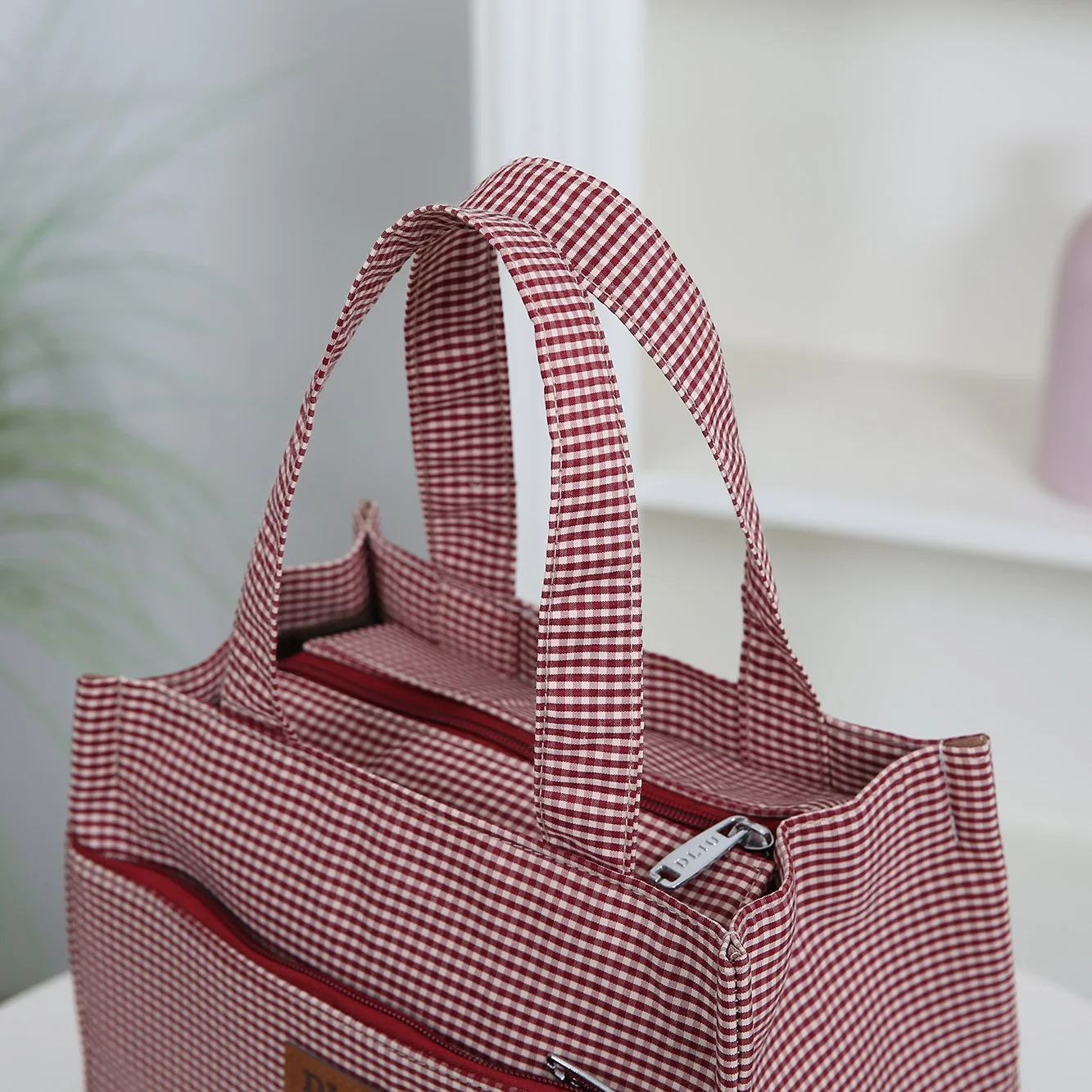 DLIU, Neuer Stil, Verdickter Stoff, Karomuster, Pendler-Tragetasche, Lunchbox-Aufbewahrungstasche, Lunch-Tasche, Mehrzwecktasche – Detail 8