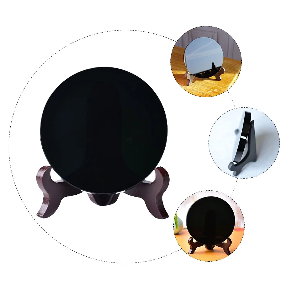 

Trays Decorative Desk Scrying Mirror Meditation Decorations for Room Obsidian Table Centerpiece Modern Home