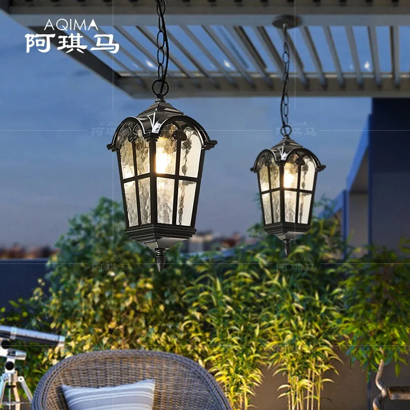 Ancient Roman Style Outdoor Chandelier Waterproof Courtyard Pavilion Special Light Rainproof Sun Room European Outdoor Pergola L