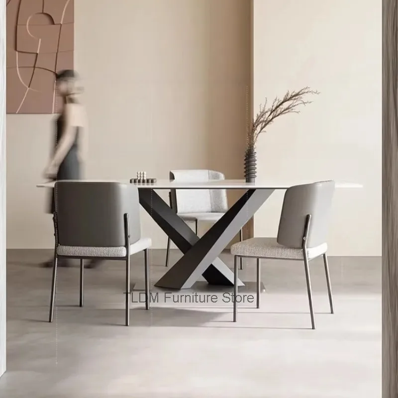 Metal Modern Two-Tone Chair Upholstered Dining Chair Frame with Fabric Seat Accent and Backrest for Dining Room, Living Room