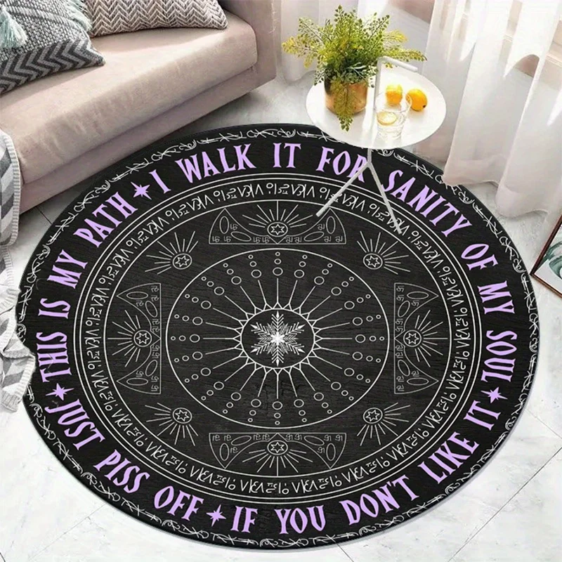 Witch circle spell path quote round rug plush carpet bedroom living room decor occult design floor mat mystical home decoration