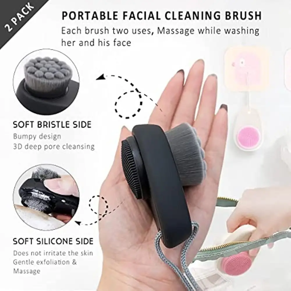 Women Girl Blackhead Removal Exfoliator Face Cleansing Brush Pore Clean Double-Sided Facial Scrub Cleanser