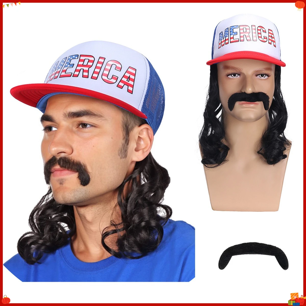 synthetic-mesh-trucker-hat-baseball-cap-cosplay-wig-stylish-letter-print-leisure-street-fashion-party-accessories