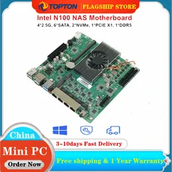 12th Gen Intel N100 NAS Mainboard 6-Bay 6*SATA3.0 4*2.5G i226 1*PCIE X1 1*DDR5 4800MHz Soft Routing Firewall ITX Motherboard