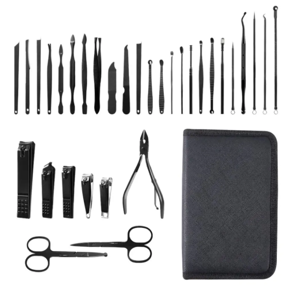 Set manicure portatile in acciaio inossidabile da 32 pezzi Kit pedicure professionale durevole con custodia Kit tagliaunghie per la casa