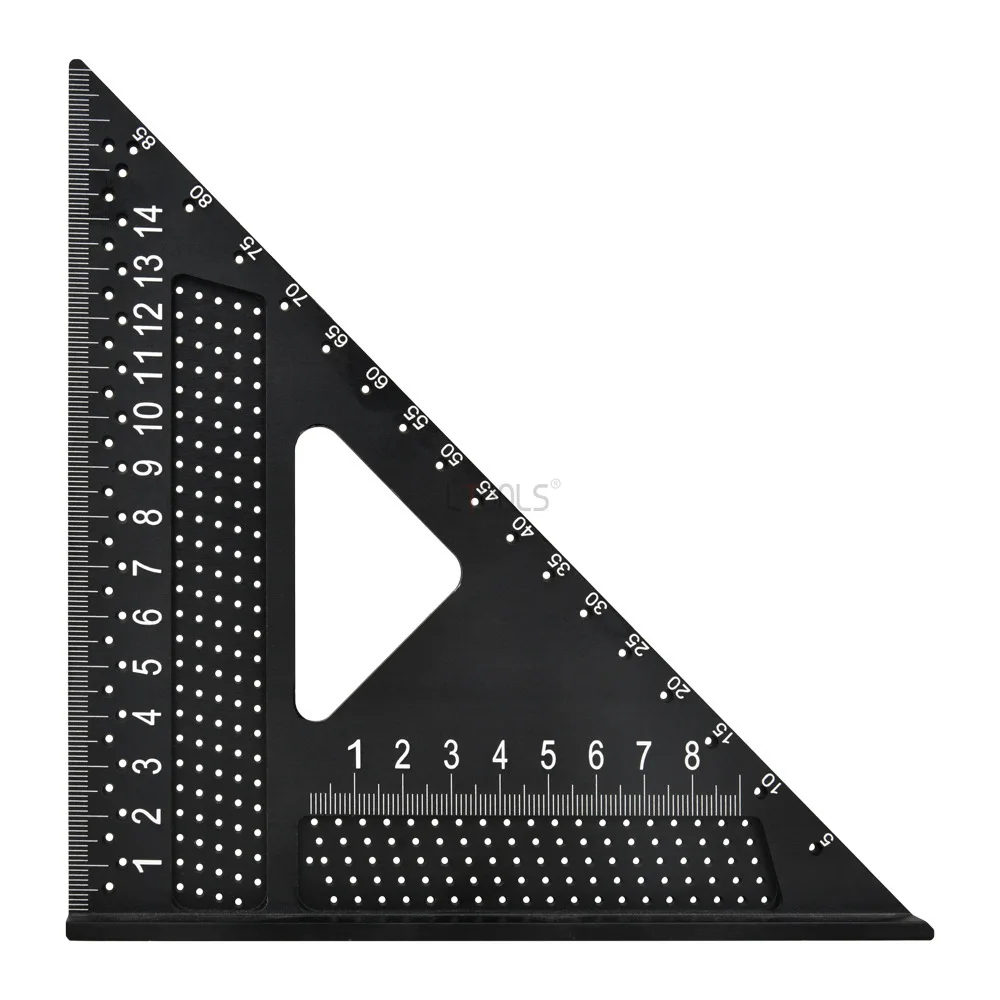 Carpenter Square 7 Inch Aluminum Precision 90° Square Protractor Marking Gauge Measuring Layout Tool Hole Metal Triangle Ruler