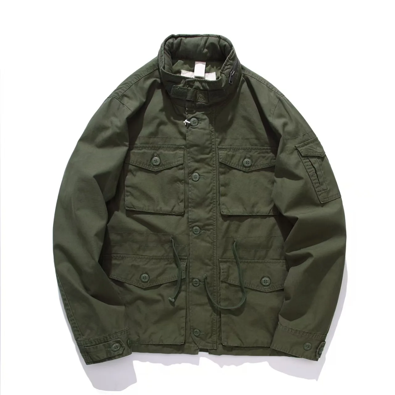 

Japanese Retro Distressed Washed Camouflage Workwear Multi-Pocket Hooded Jacket Ins Trendy Brand M65 Military Style Trench Coat