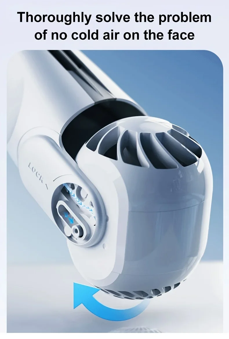 2026 Neuer Tragbarer Nackenventilator, 360° ° Umgebender Luftstrom, 2400mAh Akku, tragbarer Nackenventilator, wiederaufladbar für den Außeneinsatz – Detail 3