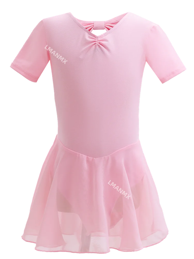 Children's Female Dance Practice Dress Short Sleeve Summer Ballet Skirt Practice Dress