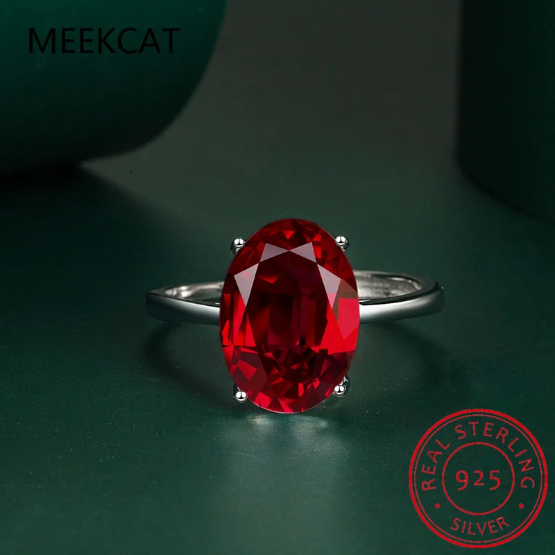 Anillos De Plata De Ley 925 con rubí granate Natural rojo ovalado para mujer, joyería De piedras preciosas De compromiso a la moda, Anillos De Prata