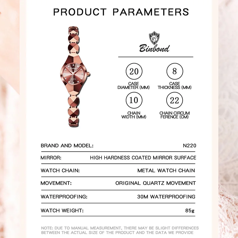 BINBOND New Fashion Quartz Women's Watches Luxury Stainless Steel Strap Waterproof Elegant Lady Bracelet Watch Relogio Feminino