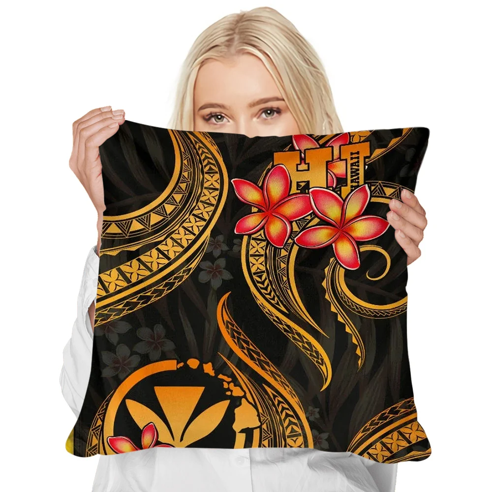 CLOOCL Polynesian Pillowcase Hawaii Summer Plumeria 3D Pattern Cushion Cover for Sofa Car Home Decor Casual Throw Pillowcase