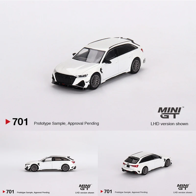 MINIGT 701 재고 1:64 RS6 R Glacier 화이트 메탈릭 다이캐스트 자동차 모델 컬렉션 장난감