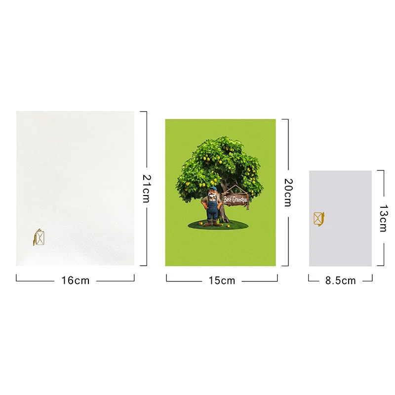 2Pcs New Grandpa Green House 3D Pop-Up Birthday Card Best Grandpa Greeting Card with Paper Sculpture