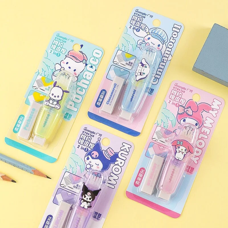 12-pz-lotto-sanrio-kuromi-cinnamoroll-melody-push-pull-gomma-carino-pochacco-scrittura-disegno-gomme-per-matita-di-gomma-di-cancelleria