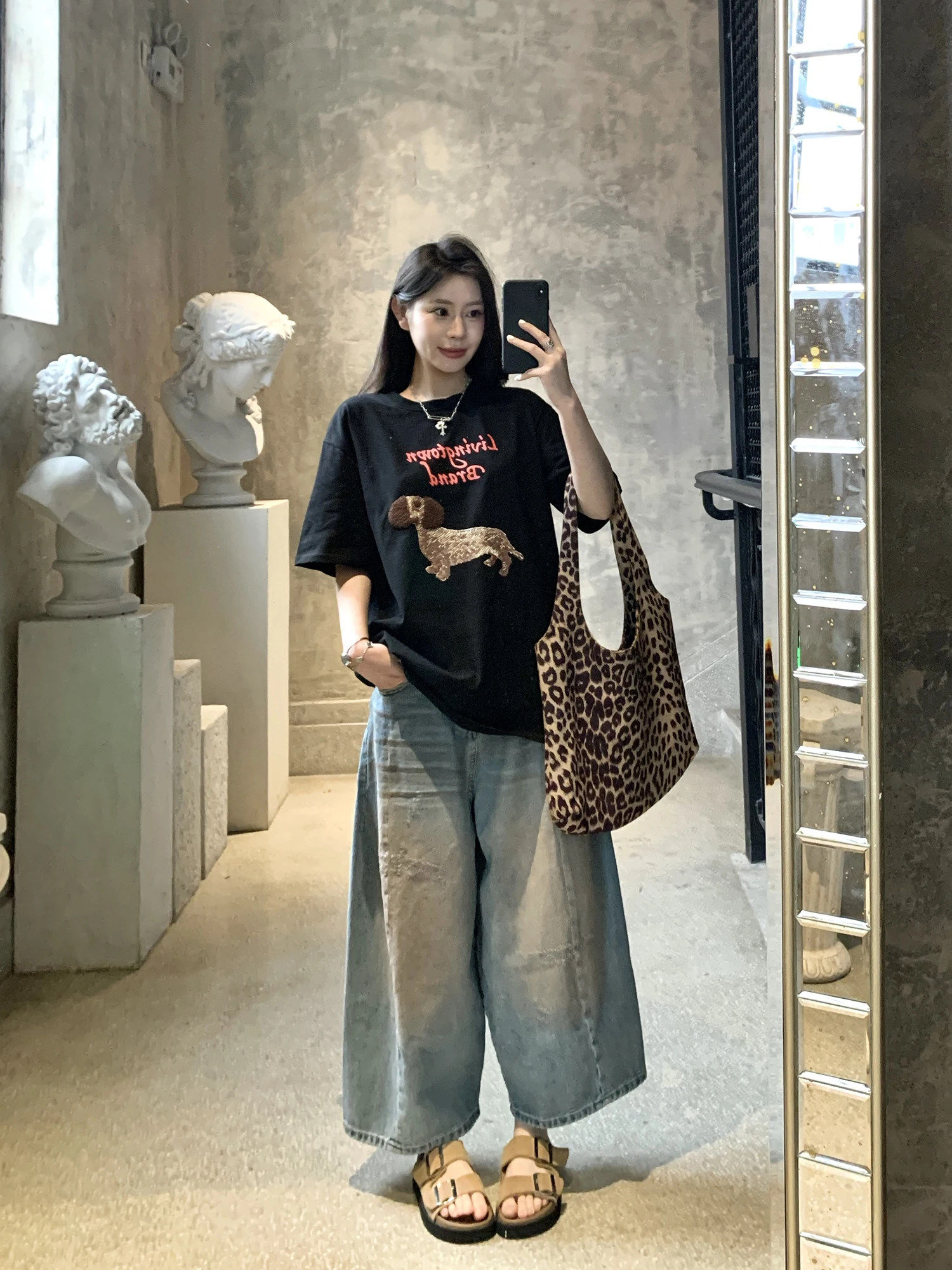 

High Waist Wide Leg Eighteen Jeans Casual Loose Fit Retro Sle Spring New Arrival Versatile ey Denim Pants for Women