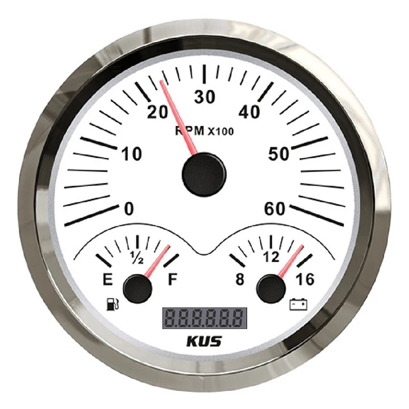 KUS 3 In 1 Multifunction Instrument 110mm 0-190ohm 240-33ohm Fuel Gauges 8-16vdc Voltmeters 0-6000RPM Tachometers for Car Boat