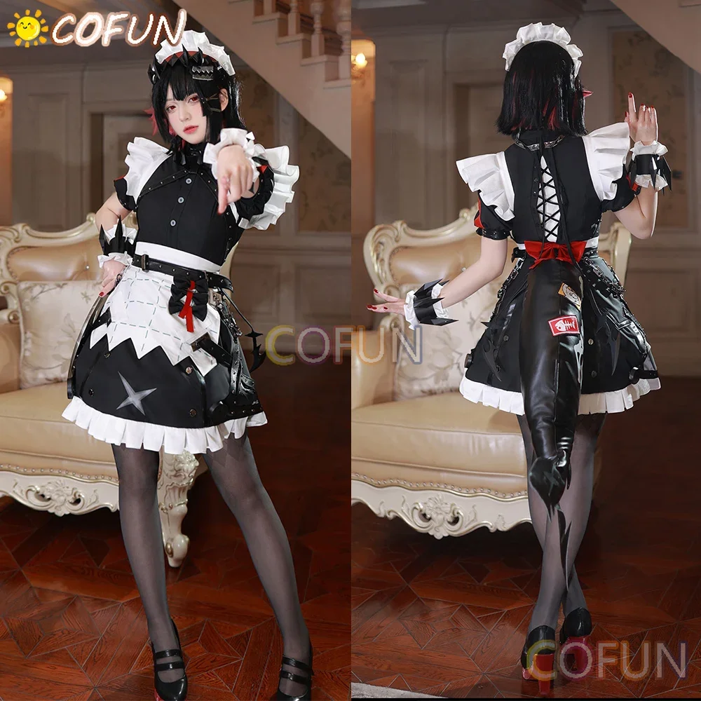 Cofun ellen joe cosplay traje jogo zenless zona zero cosplay dokidoki-r feminino bonito vestido de empregada ellen joe cosplay cauda peruca