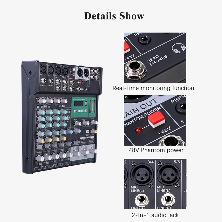 Voxfull MAR800 Professional Public Address System Max Power Recording Stereo Audio Mixer Mixing Console