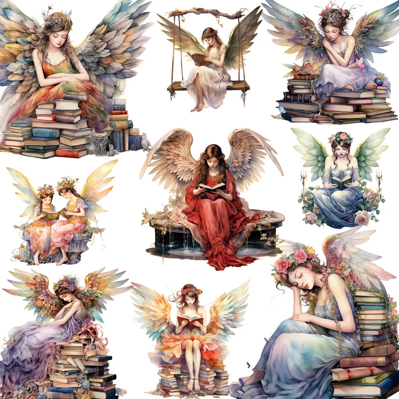 Reading Angel Stickers Crafts And Scrapbooking stickers kids toys book Decorative sticker DIY Stationery