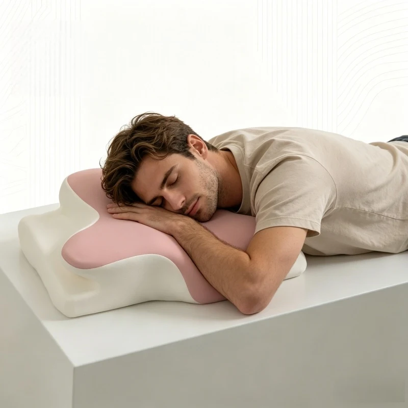 Almohada Ergonómica 2026 de Espuma Viscoelástica con Forma de Mariposa, Color Sólido, para Protección del Cuello y Sueño Reparador