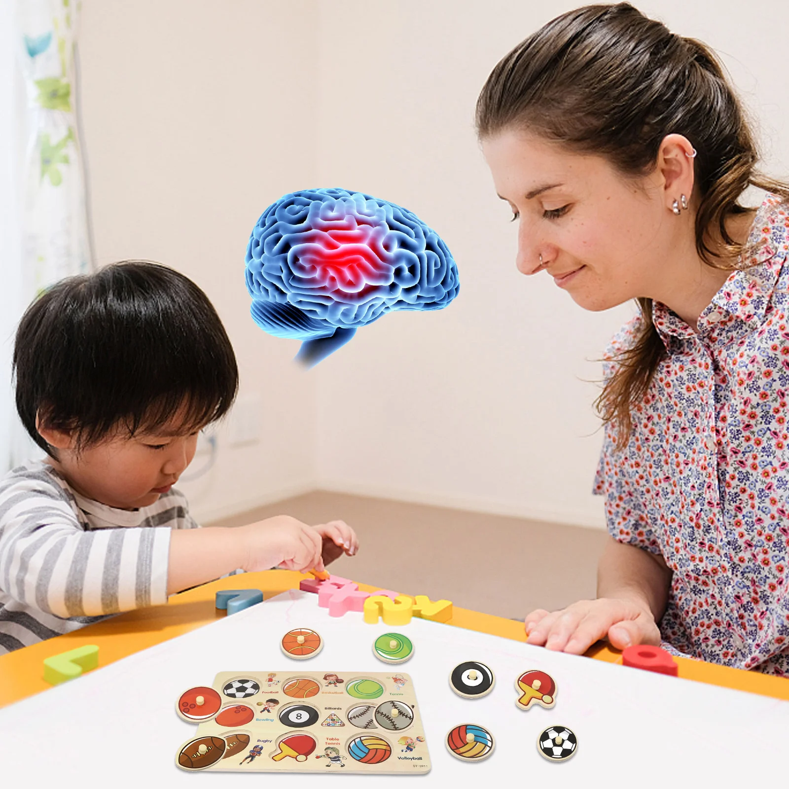 

1 set 1 Set Wooden Puzzle For Kids Shape Color Matching Educational Portable Wood Jigsaw Cartoon Puzzle Board Game Playset