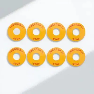 8Pcs Power Equipment Warning Label Sticker Easy Stick Emergency Stop Sign Decal for Warehouse Factory Office School Gym Use