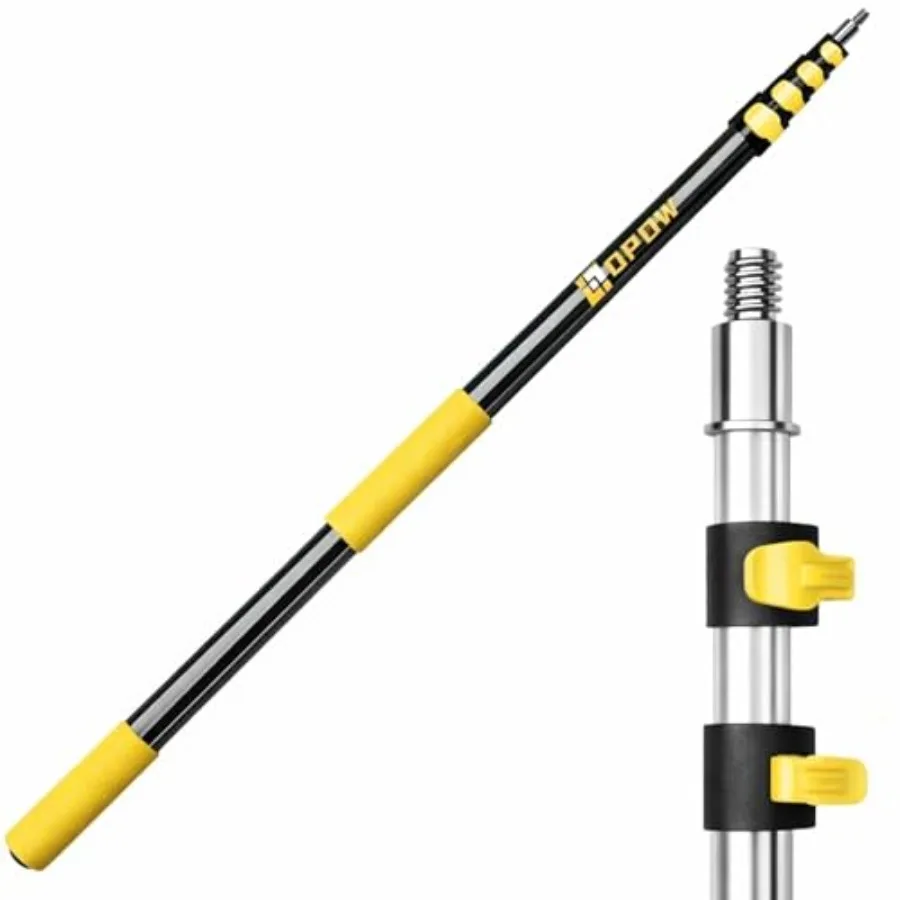 

4.5-1ft Commercial Grade Extension Pole - Ultimate Reach for Large Buildings and Pro Use - Maximum Total Reach with Secure Lock