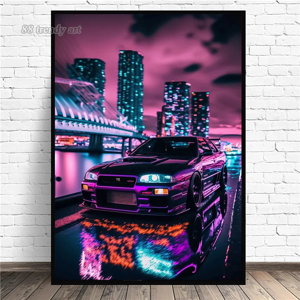 Retro Trending Super Car Posters Cars Japanese Art Vintage Wall Art Canvas Painting Mural Picture for Living Room Home Decor