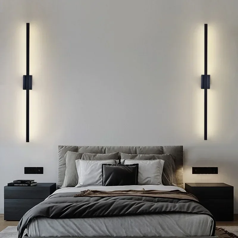 Lámpara LED de pared inteligente moderna, candelabro largo para decoración interior del hogar, dormitorio, sala de estar, iluminación de fondo de sofá, AC85-265V