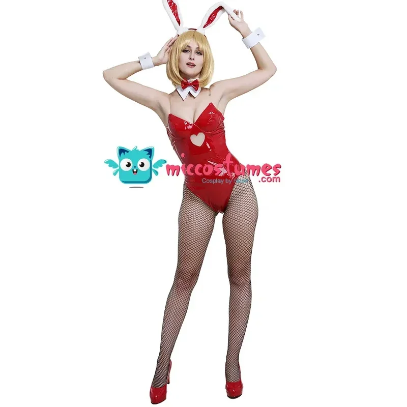 Bunny Girl Cosplay Costume pour femme, anime japonais mignon, costume de batterie, tenue trempée, noir et rouge, Mic303