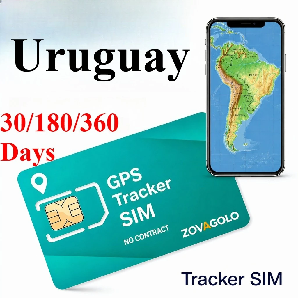 No Contract SIM for GPS Locators, Data Only No Limits, Elderly & Kids, Uruguay Small Country, 30D/30MB + 180D/180MB + 360D/360MB