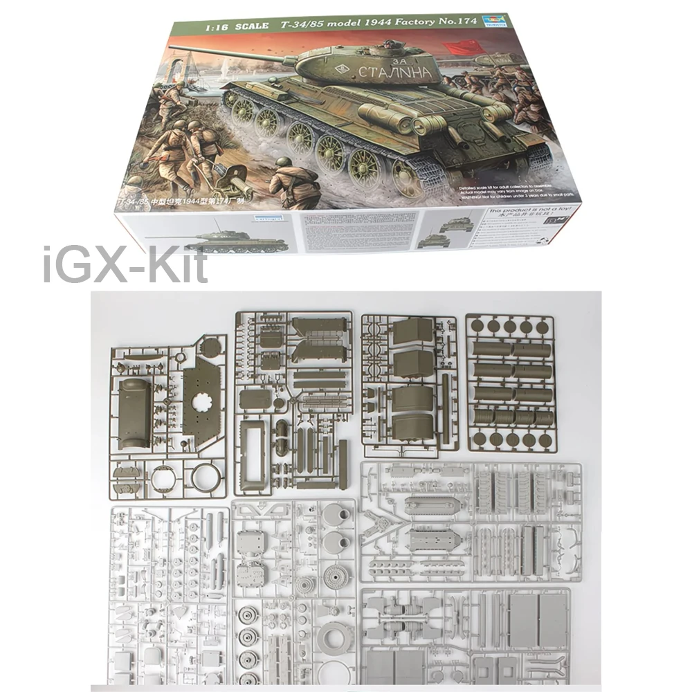 

Trumpeter 00904 1:16 Scale Russian T-34 T34/85 Mod 1944 Fty174 Medium Tank Vehicle Plastic Assembly Building Model Kit