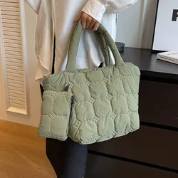 Cloth Padded Shoulder Bags For Women Korean Fashion Designer Soft Trendy Winter Tote Handbags And Purses Y2k