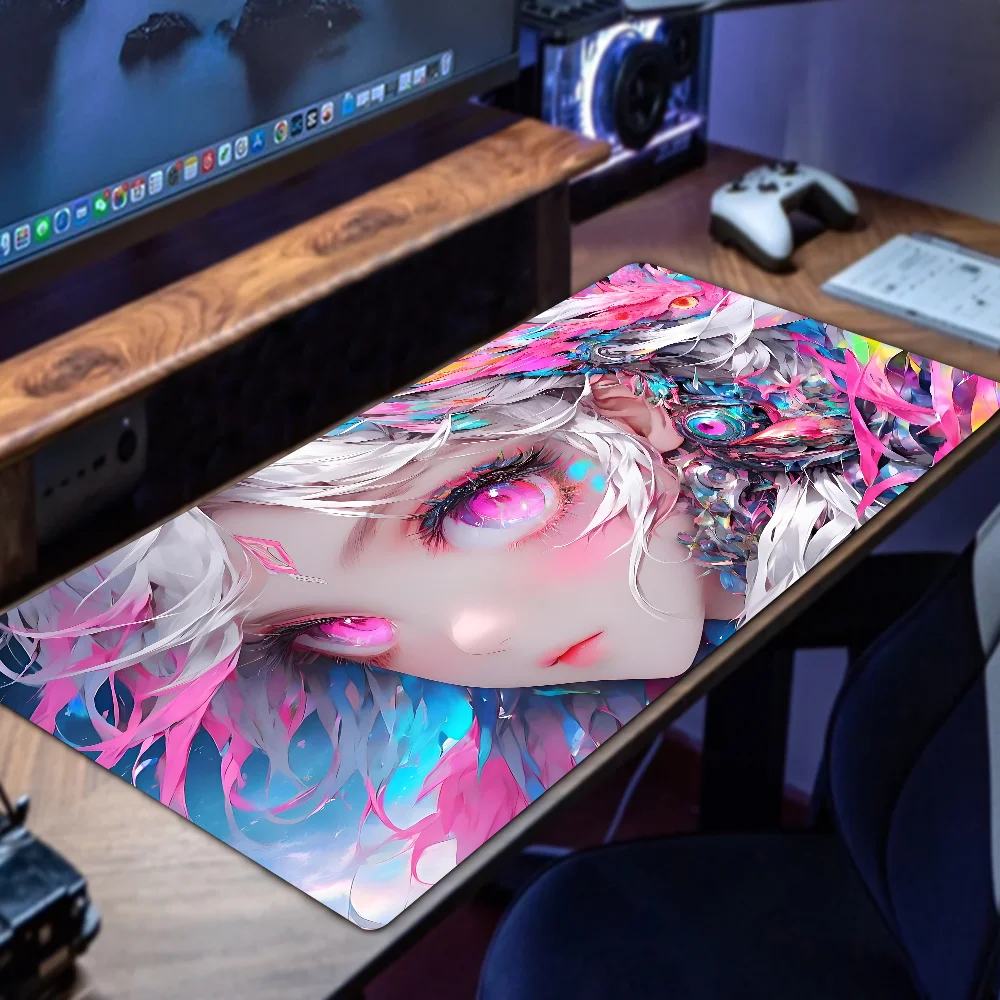 อะนิเมะร้อนสาวผมสีชมพู Mousepad แผ่นรองเม้าส์โต๊ะพร้อม Pad อุปกรณ์เสริมสําหรับเล่นเกม Prime Gaming XXL คีย์บอร์ด Pad