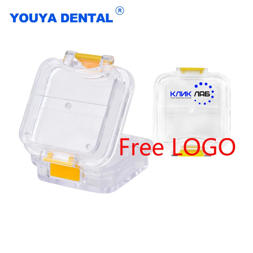 

Custom Free Logo With Film Dental Tooth box Transparent Membrane Storage Boxes Denture Teeth Container Case