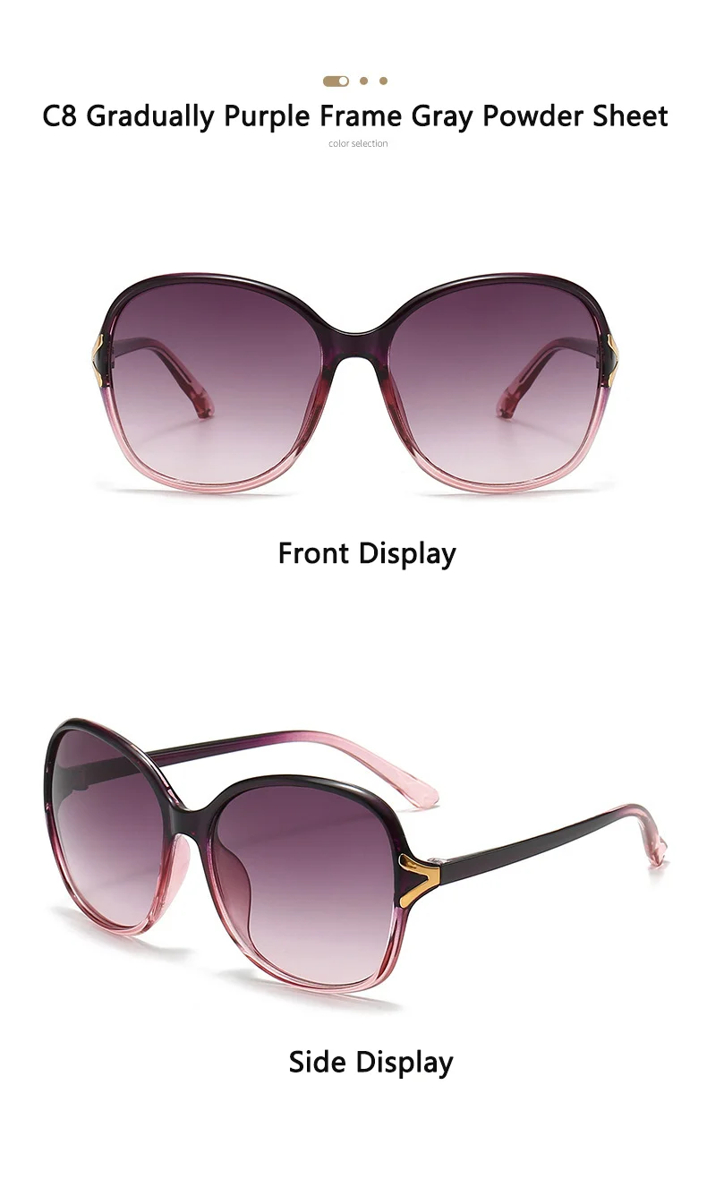 Neue modische High-End-Retro-Sonnenbrille mit Gesichtsverstärkung, kleiner UV-Schutz, der große Sonnenbrille für Damen 2605 fährt – Detail 16