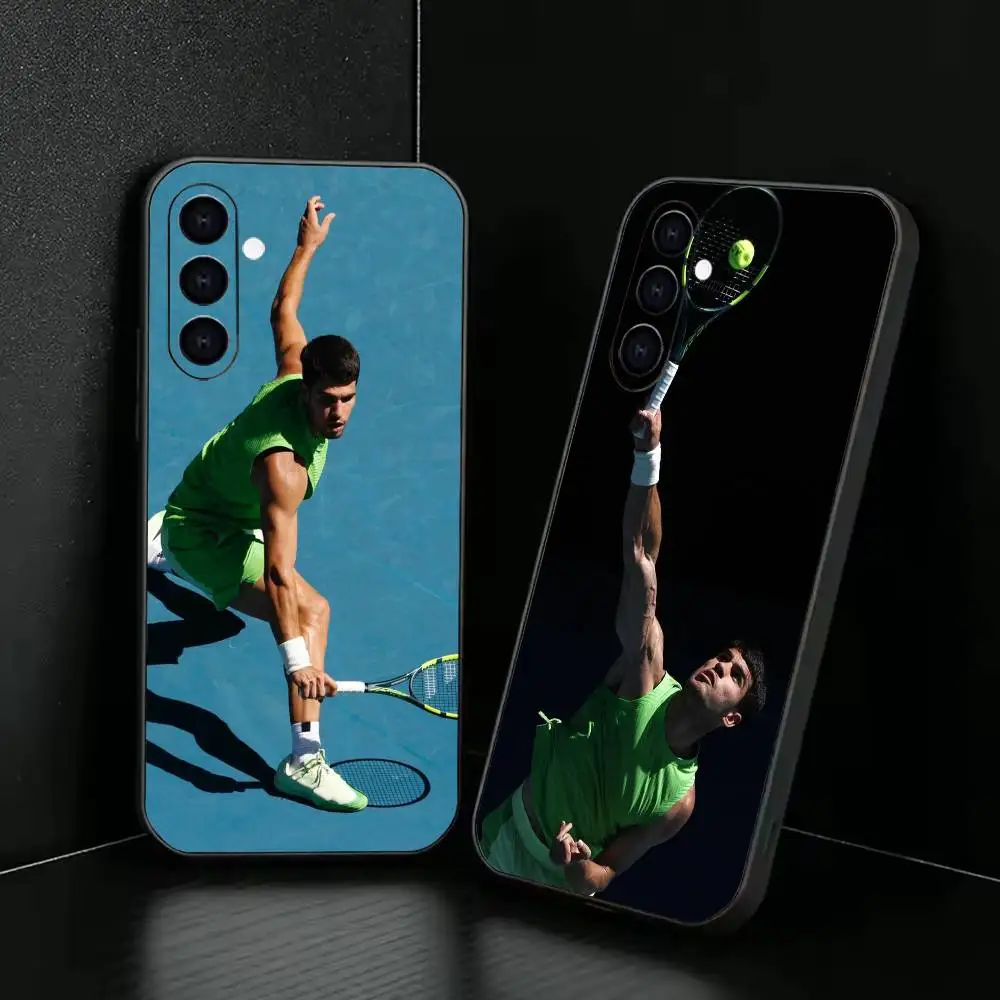 Tennis player-Carlos Alcaraz Phone Case Black Silicone Soft For Samsung Galaxy A73,A72,A71,A70,A53,A52,A51