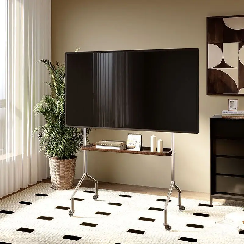 Simple TV Floor Bracket Living Room Bedroom Stainless Steel Art Hanger Household TV Rack 43-75 Universal