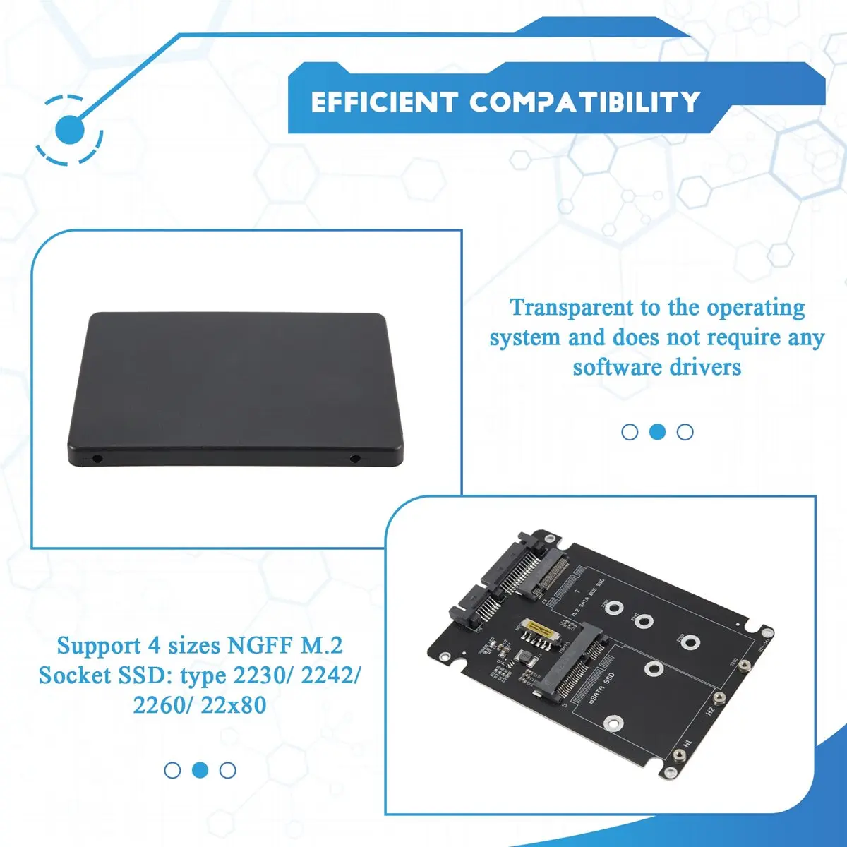 A59E 2 in 1 Combine M.2 NGFF Key B & MSATA SSD to 2.5 SATA3 Adapter with Plastic Enclosure SSD Case Box view 6