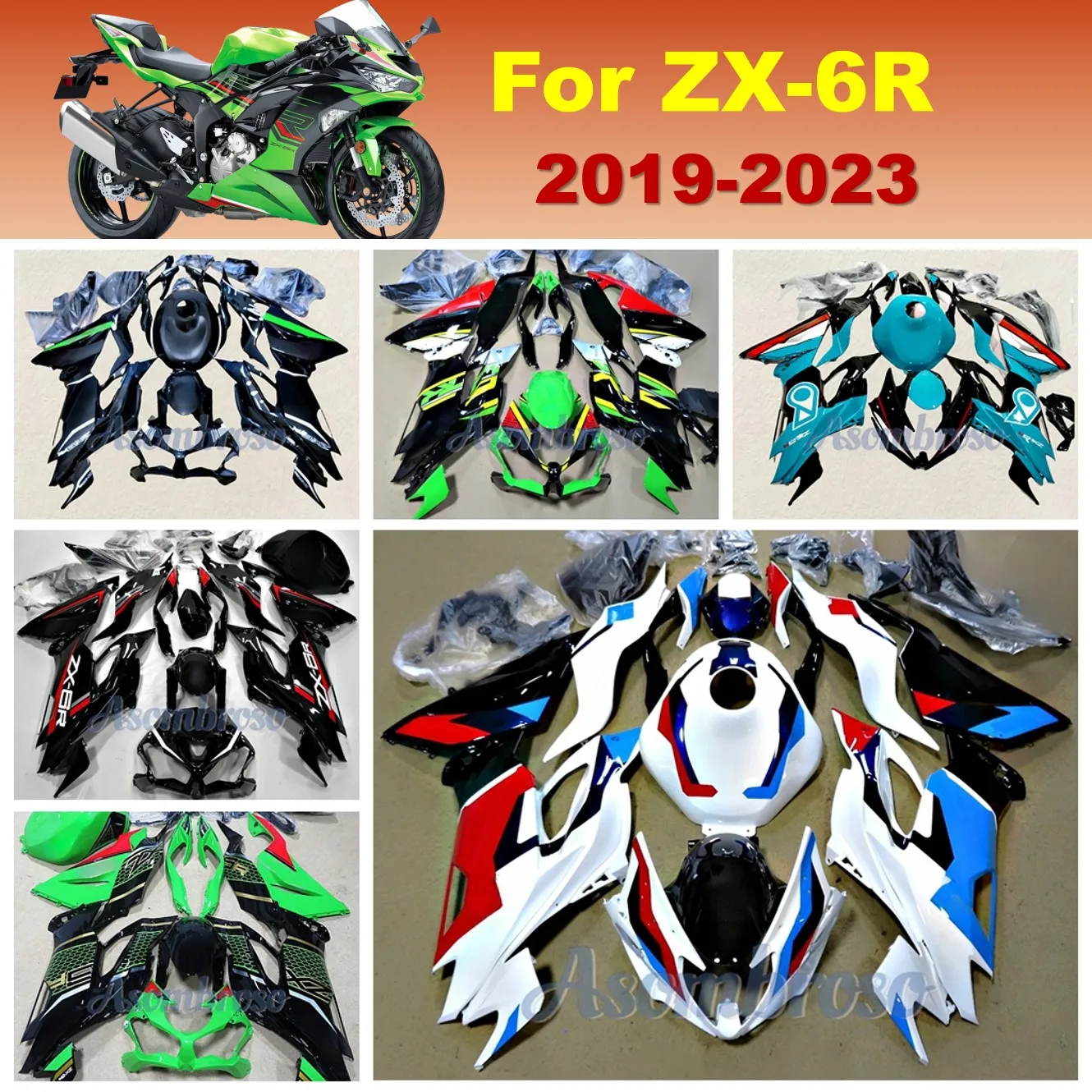 

Полный комплект обтекателей для мотоцикла, подходит для ZX6R 2019 2020 2021 2022 2023 ZX-6R, обтекатели из АБС-пластика, комплекты кузова zxmt